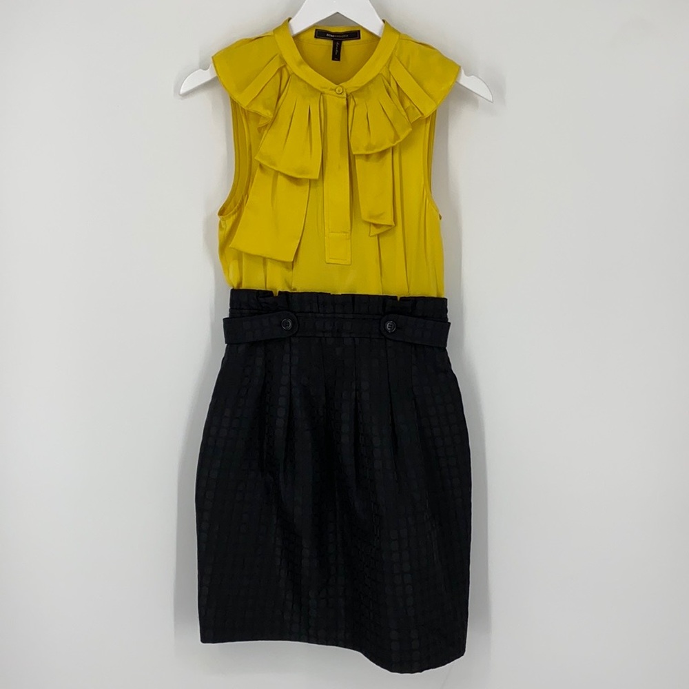 BCBGMAXAZRIA. Ruffle Top Paperbag Skirt Dress